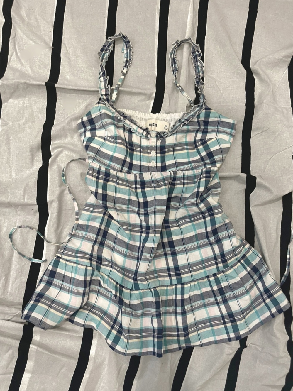 Hollister Blue & Teal Plaid Cotton Chemise